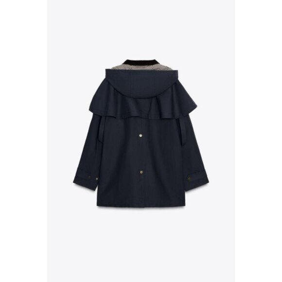 ZARA HOODED CONTRAST LAPEL TRENCH COAT ZW COLLECTION - Picture 6 of 8